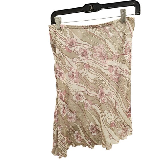 Wrapper Floral Asymmetrical Skirt Women’s Medium Beige Pink - Picture 1 of 5